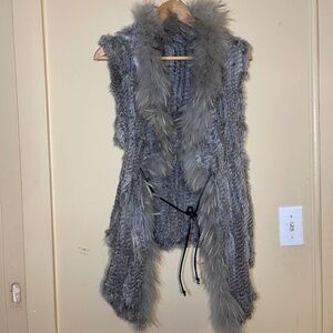 Gray Fur Knit Vest